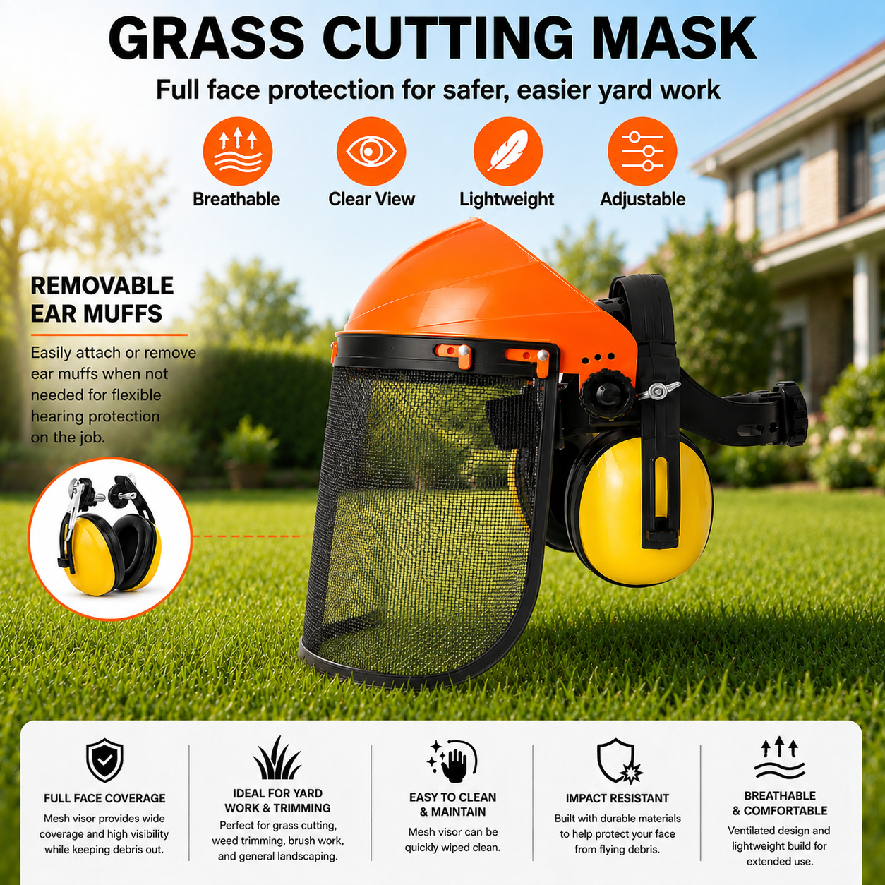 Grass Cutting Mask with Ear Muffs